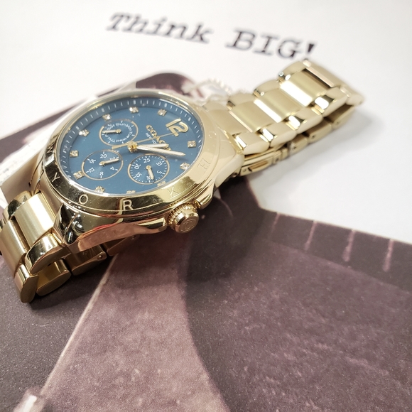 Coach 14602659 Men Coach NY SS Gold Blue Men\'s Large Dated Watch